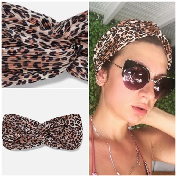 Zara Accessories - Zara Leopard Pleated Turban Headband